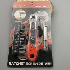 Ratcheting Right Angle Screwdriver Hex Drive 90 Degree Offset  11pc Bits Set 