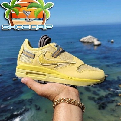 Nike Air Max 1 Yellow Athletic Sneaker Lace Up Men's Low Top Running Shoe
