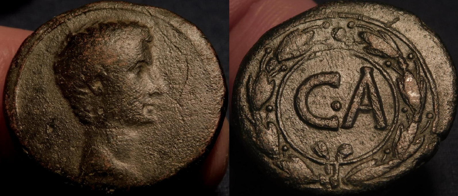 MORTOWN Augustus Dupondius Asia Minor 25BC "CA" in Rostral Wreath Spectacular!