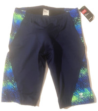 New TYR Durafast Elite Mens Swim Jammer Navy Blue Swimwear sz 36 New w Tags 146