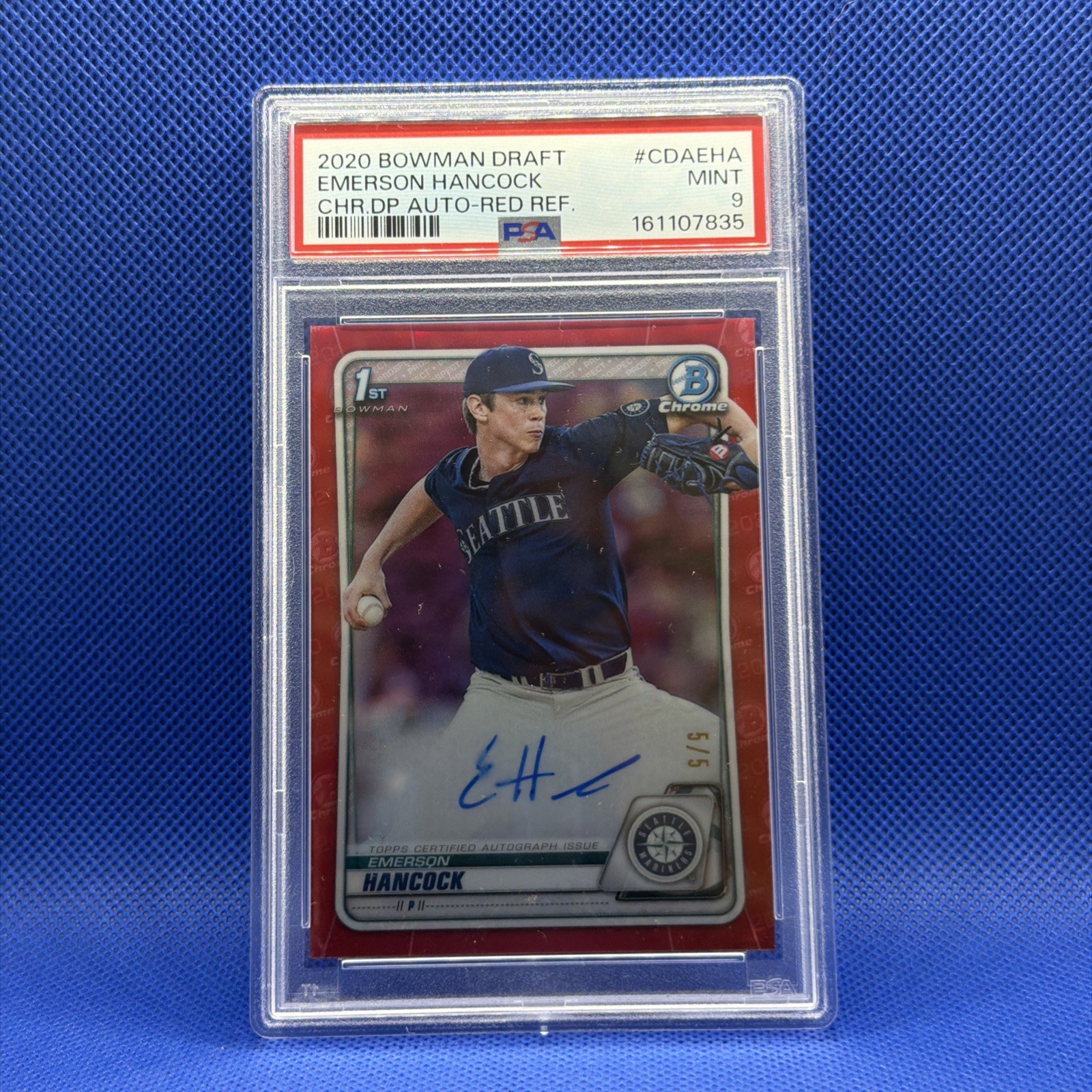 2020 Bowman 1st Draft Chrome Emerson Hancock Red Refractor Auto /5 PSA 9 🔥