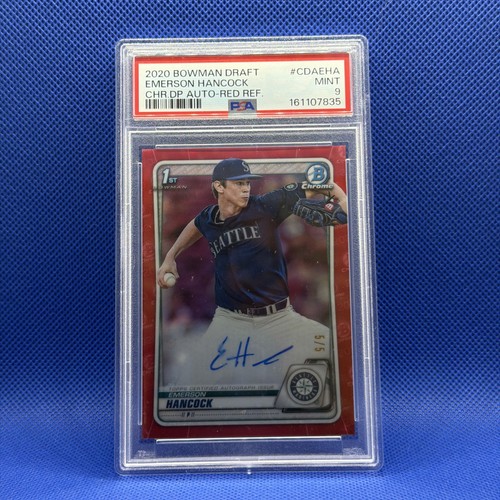 2020 Bowman 1st Draft Chrome Emerson Hancock Red Refractor Auto /5 PSA 9 🔥