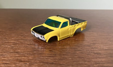 RARE AFX Solid Yellow Datsun Baja Pickup Truck, Vibrant Paint, Straight Posts
