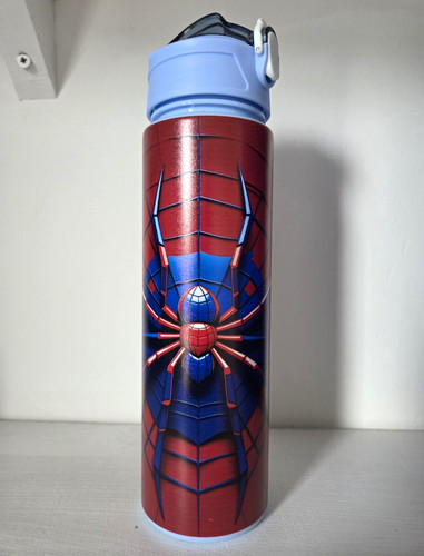 Spider-Man Kids Plastic Water Bottle Flip Lid & Straw, Red/Blue 501-750ml