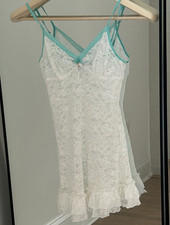 Victoria's Secret Lace Chemise Babydoll Slip Nightgown Key Charm Coquette Sz M