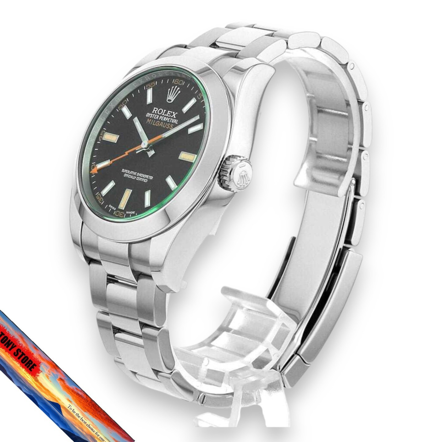 Rolex Milgauss 116400GV Green Glass Black Dial Men's Watch