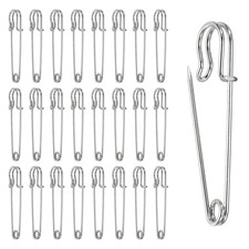 50 Pcs Large Safety Pins 2"x 0.5" Alloy Brooches for Clothes Sewing Craft, White