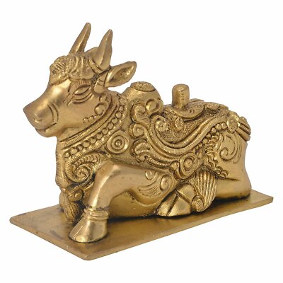 BHARAT HAAT VZI295 ''Brass Of Nandi'' Decorative Statue New