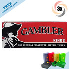 3x Boxes Gambler Full Flavor King Size 600 Tubes Cigarette Tobacco RYO