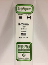 Evergreen Scale Models 14in Styrene H-Column .100in .25cm pkg(4) 283