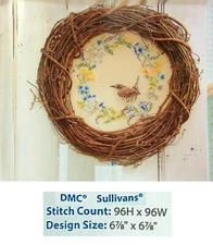 SPRING WREN WREATH  CROSS STITCH  PATTERN ONLY    YD  WES