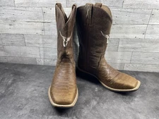 Twisted X Top Hand Boots Youth Kids 2.5M Shoes Brown Croc Print Western Cowboy