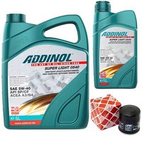 MotoröL Set Addinol 5W-40 Super Light 6 Liter + ÖLfilter FüR Renault Koleos I