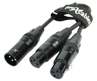 Pro X XC-YXM 6 In. Balanced XLR-M to Dual XLR-F High Performance Audio Y Cable