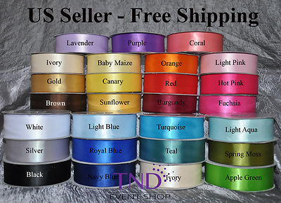 DOUBLE FACE SATIN RIBBONS 100% POLYESTER 1.5'' 7/8'' 5/8'' 3/8'' WIDE 50/100 YARDS