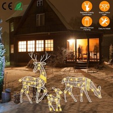 3Pcs Christmas Lights Reindeer Family Lighted Deer Warm Yellow Light Xmas Decors