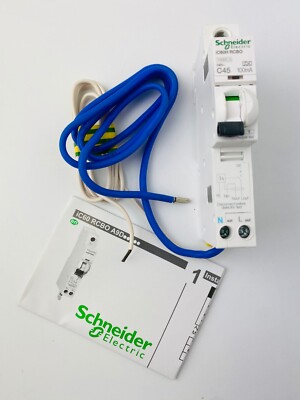 Schneider Electric A9D12845, 1P+Ns-C45A-100mA, Actig iC60H RCBO 240V - Type A
