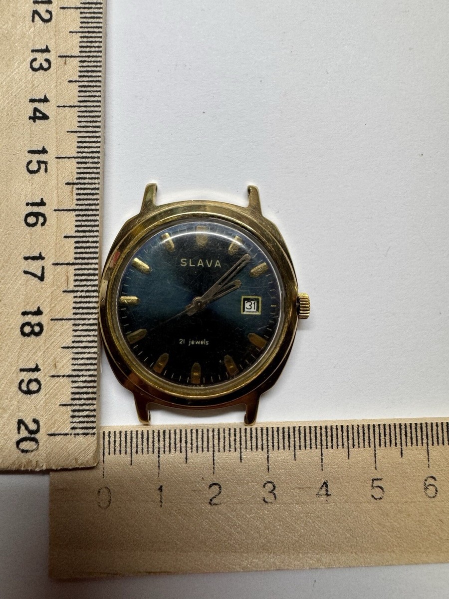 Watch USSR slava 21 Jewels, date, gold-plated au20, vintage