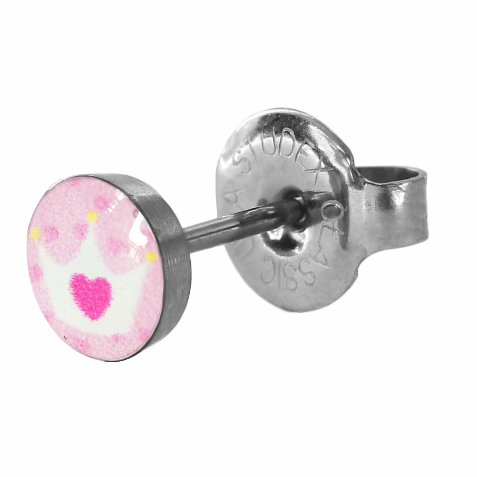 1 Paar Ohrringe Chirurgenstahl Ohrstecker mit Herzkrone Studex Sensitive - Bild 3 von 4