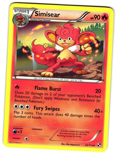 simisear pokemon card value Pokemon - Simisear - 22/114 - Uncommon - Black and White - NM
