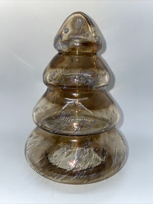 UNIQUE FOUR TIER HAND BLOWN CHRISTMAS TREE STACKING JAR  VERY NICE OPEN BOTTOM