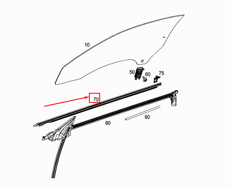 MERCEDES-BENZ SL R231 Front Left Window Sealing Rail A2317200124