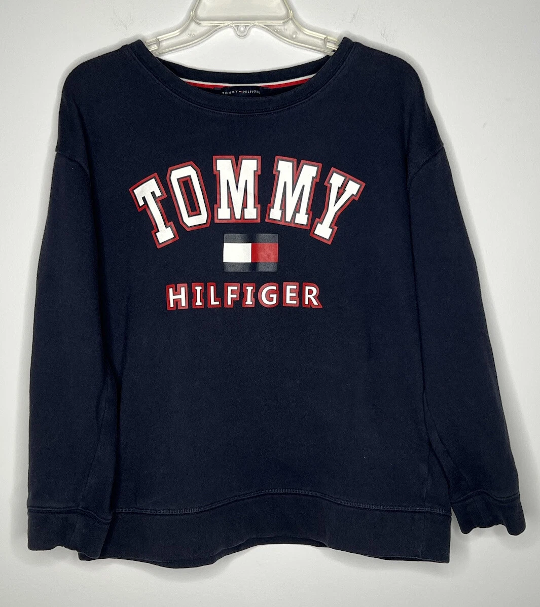 Vintage Tommy Hilfiger Logo Navy Crewneck Sweatshirt Size Medium