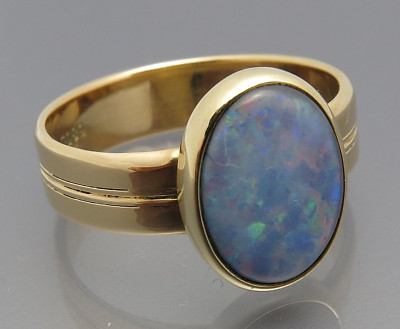 HOOP DESIGN - ELEGANT PRECIOUS OPAL RING - 585 YELLOW GOLD