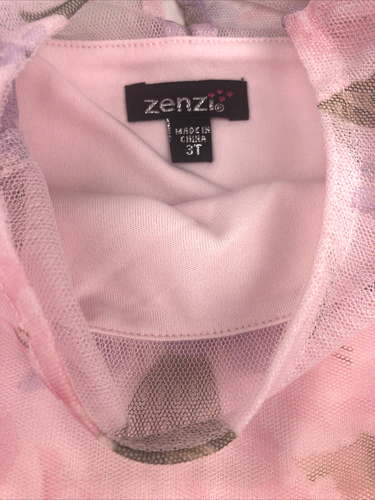 Zenzi Girls Dress Size 3 Toddler Pink Floral Mesh Flutter Sleeveless Tulle Lined - Picture 3 of 14