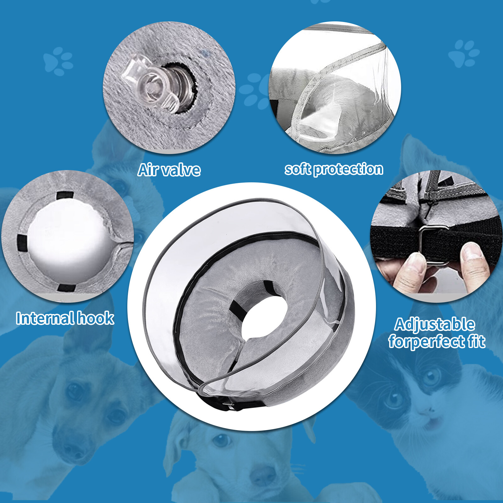 Pet Dog Inflatable Collar Vet Surgery Lampshade Head Neck Recovery