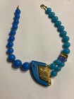 Rare Vintage Signed Crown Trifari Blue Lucite Asymmetrical Statement Necklace — photo 6