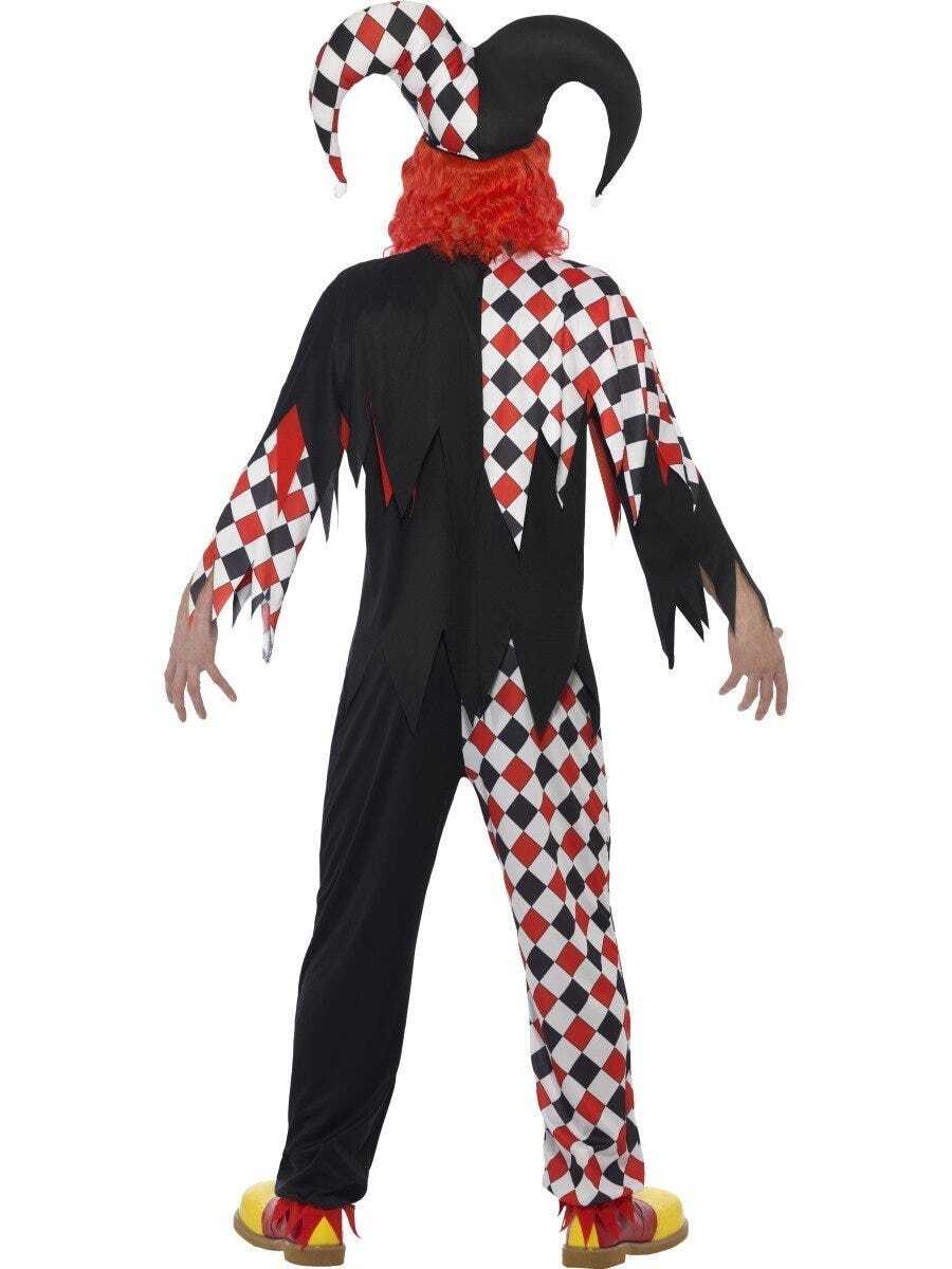 CA441 Mens Crazed Jester Killer Clown Horror Scary Evil Halloween Costume  Mask