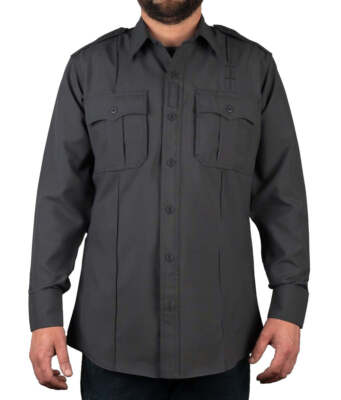 men's dress shirt with hidden zipper Tact Squad Mens Tone Polyester Uniform Shirt