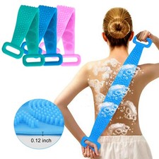 Dual Side Silicone Bath Towel Back Brush Scrubber Exfoliating Scrub Massage Belt