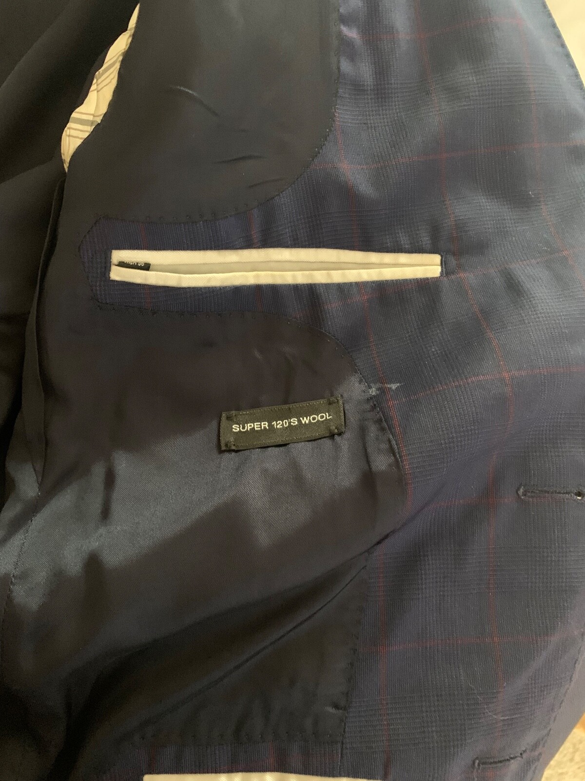 Massimo Dutti Jacket Coat Blazer Women's Size EU46 USA 12  Wool Blend Blue plaid thumbnail 7