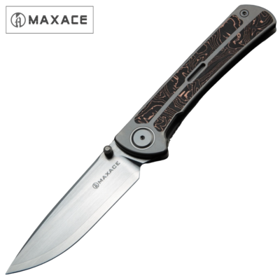 Maxace Peregrine ZDP-189 Satin Blade Titanium Handles CF Inlays