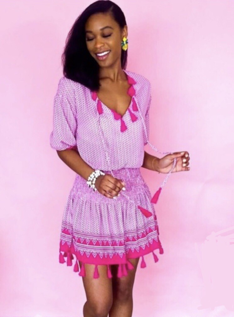 women's baby doll dress Pink & Orange Strapless Babydoll Dress - The Colette