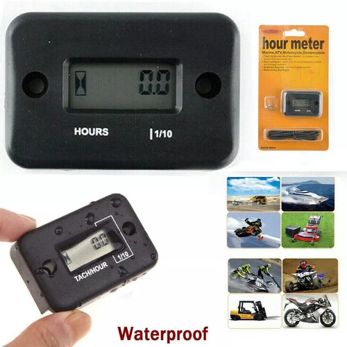 Digital Inductive Hour Meter Waterproof For Lawn Mower Motorcycle Snowmobile - Picture 2 of 16