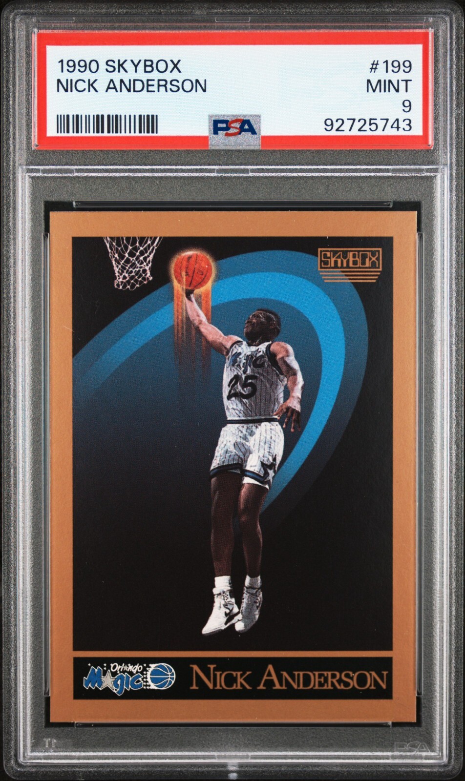 1990 SKYBOX #199 NICK ANDERSON PSA 9 MINT ROOKIE RC ORLANDO MAGIC