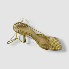 1250 Bottega Veneta Womens Gold Stretch Lace-up Sandal Shoes Size 37 1250 Bottega Veneta Womens Gold Stretch Lace-up Sandal Shoes Size 37