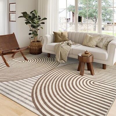 Low Pile Washable 8x10 Area Rugs Soft Non-Slip Backing Abstract Modern Rug, 1584