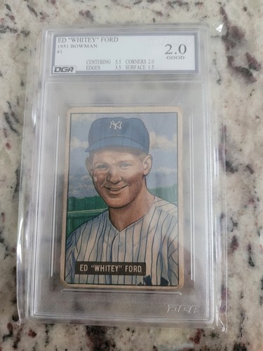 1951 Bowman Whitey Ford RC #1 DGA 2 - Yankees w/ sub grades - Picture 2 of 3