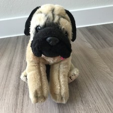 Animal Alley Pug Plush Stuffed Toys R Us Puppy Dog 12" Tan Black Pink Collar