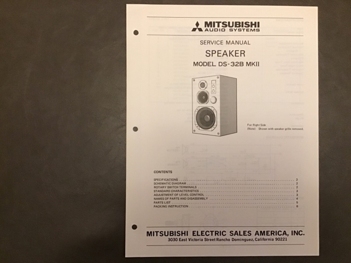 Mitsubishi speaker system DS-32B MKII Service Manual | eBay