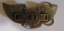Motorcycles Live  Ride Brass Belt Buckle Great American Buckle Co 1984