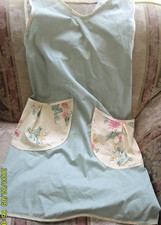 Full Smock Apron green w Flowers w/ Pocket Handmade Wraparound NEW