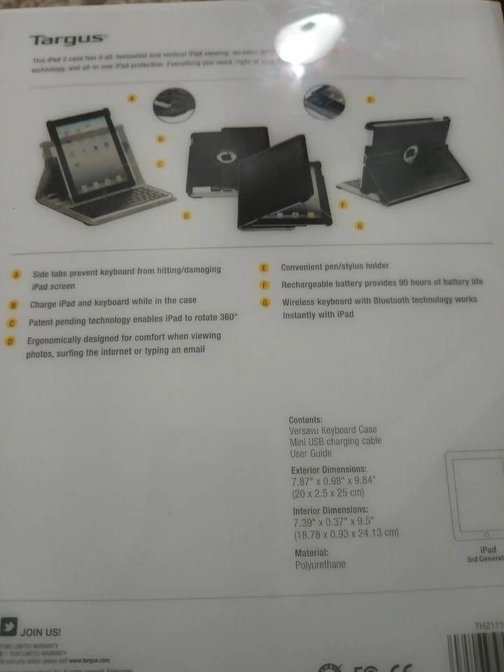 Targus Versavu Rotating Keyboard Apple iPad 3rd Gen Case.  New - Image 3 of 3