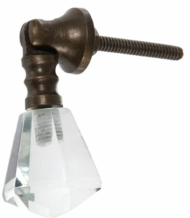 1 perilla de lágrima de vidrio cristalino de metal latón victoriano vintage tirador  Foto 4 de 4