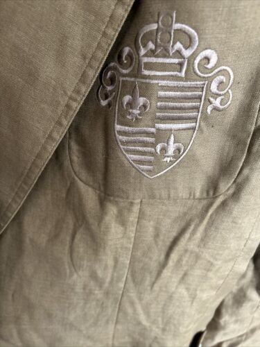 Vintage Blazer Sz 12 Valerie Stevens Linen Jacket Golden/Tan Embroidered Linen - Picture 2 of 6