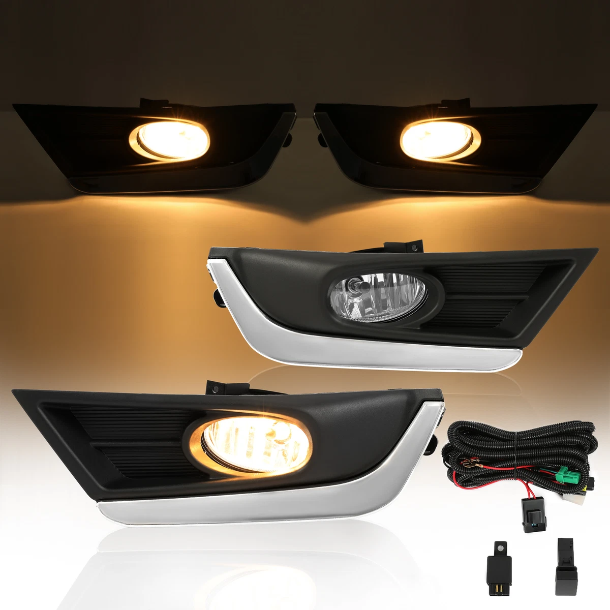 Unbranded LED Fog Light Assembly Set – For 2017-2019 Honda CR-V, Chrome Housing, Cold White